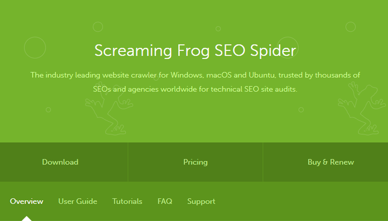 screaming frog frontpage