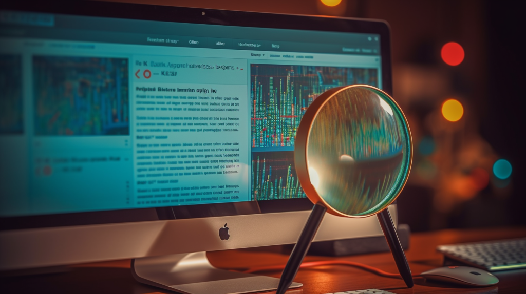 magnifying glass and iMac monitor