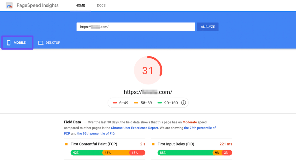 Google's PageSpeed Insights