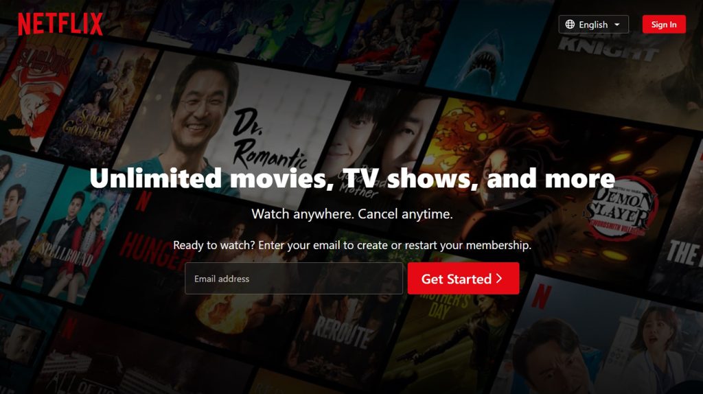 alt="Netflix landing page"