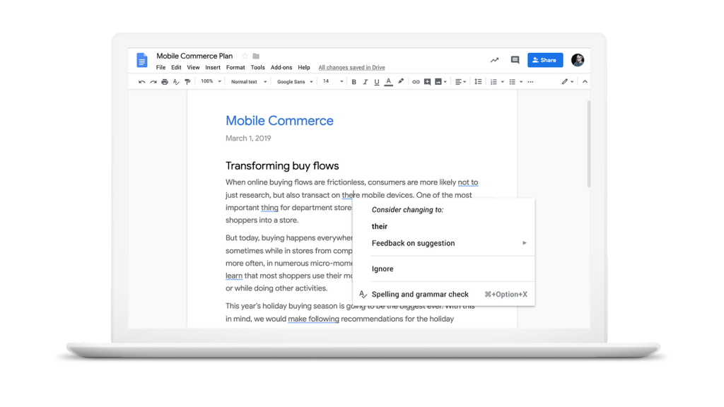 Google Docs Spell-checking or Grammar-checking Feature